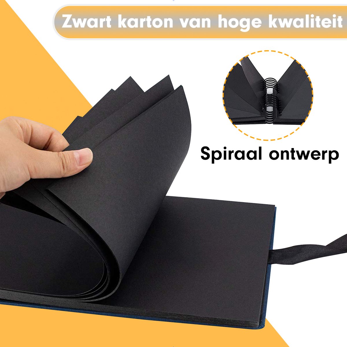 Fotoboek/Plakalbum/Plakboek/Gastenboek/Scrapbook - Fotoalbum 22 x 29 cm - 80 Bladzijdes - Mat Zwart — afbeelding 2