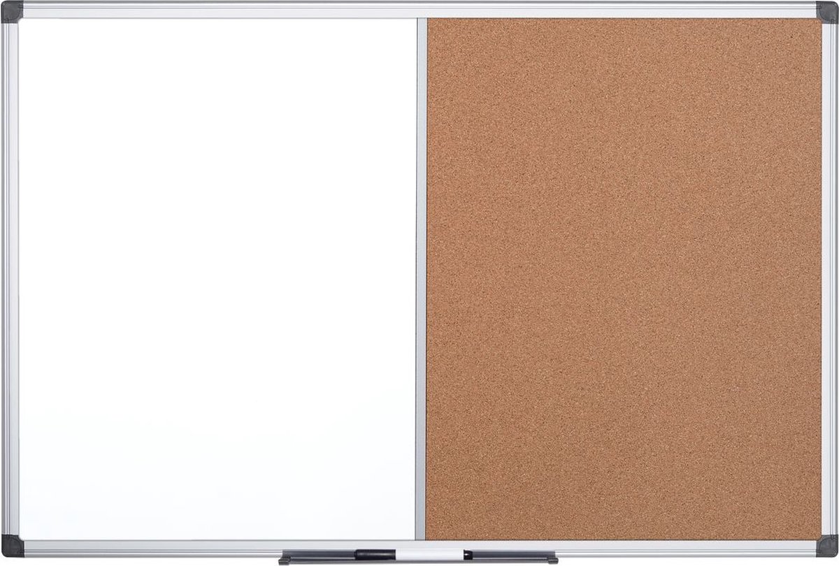 Combibord MAYA, gecombineerd prikbord en whiteboard Kurk of vilt, div. afmetingen