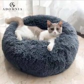 AdomniaGoods - Luxe kattenmand - Hondenmand - Antislip kattenkussen - Wasbaar hondenkussen - Donker grijs 50 cm