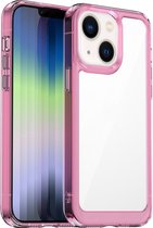 Mobigear Hoesje geschikt voor Apple iPhone 14 Telefoonhoesje Hardcase | Mobigear Crystal Backcover | iPhone 14 Case | Back Cover - Transparant / Magenta