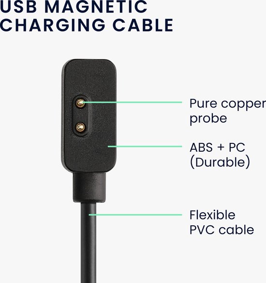 kwmobile Câble de Recharge USB Compatible avec Xiaomi Mi Band 7 Pro / Poco Watch - Câble pour Smartwatch - Noir