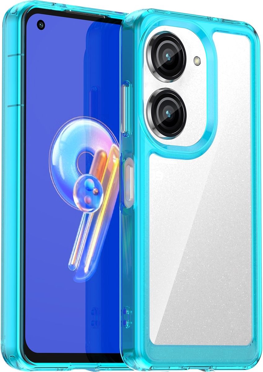 Mobigear Hoesje geschikt voor ASUS Zenfone 9 Telefoonhoesje Hardcase | Mobigear Crystal Backcover | Zenfone 9 Case | Back Cover - Transparant / Turquoise