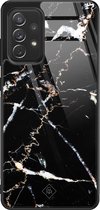 Casimoda® hoesje - Geschikt voor Samsung Galaxy A52 5G - Marmer Zwart - Luxe Hard Case Zwart - Backcover telefoonhoesje - Zwart