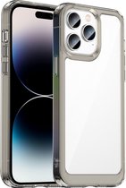 Mobigear Hoesje geschikt voor Apple iPhone 14 Pro Max Telefoonhoesje Hardcase | Mobigear Crystal Backcover | iPhone 14 Pro Max Case | Back Cover - Transparant / Grijs