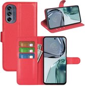 Motorola Moto G62 Hoesje - MobyDefend Kunstleren Wallet Book Case (Sluiting Voorkant) - Rood - GSM Hoesje - Telefoonhoesje Geschikt Voor Motorola Moto G62