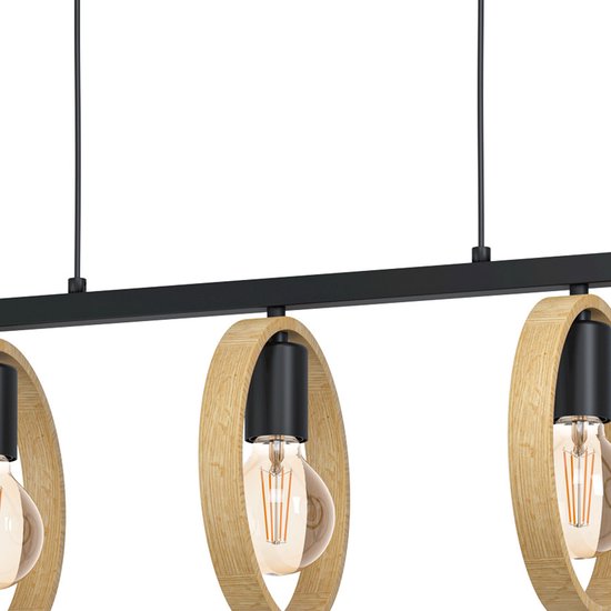 EGLO Ipsden Hanglamp - E27 - 100,5 cm - Zwart/Bruin