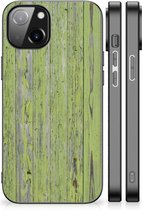 Smartphone Hoesje Geschikt voor iPhone 14 Cover Case met Zwarte rand Green Wood