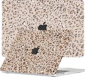 Lunso Geschikt voor MacBook Air 13 inch M2/M3 (2022-2024) cover hoes - case - Leopard Rose Gold