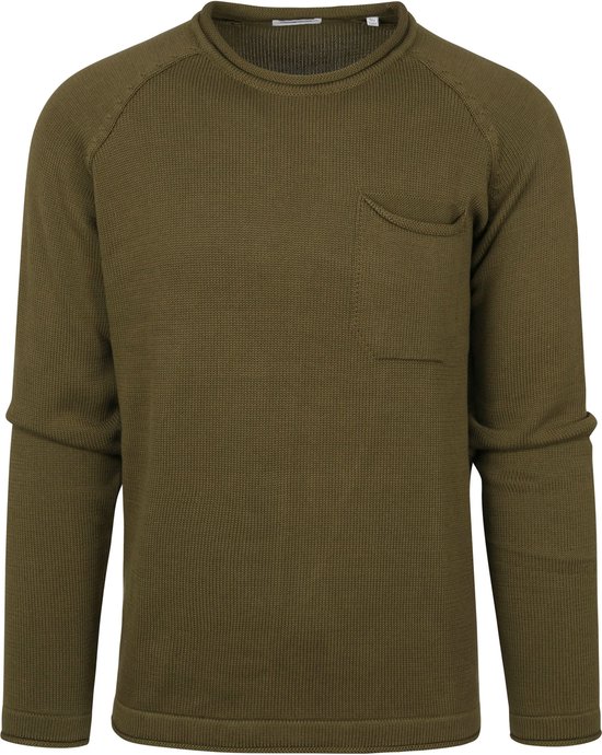 KnowledgeCotton Apparel - Sweater Olijf Groen - Heren - Maat M - Regular-fit