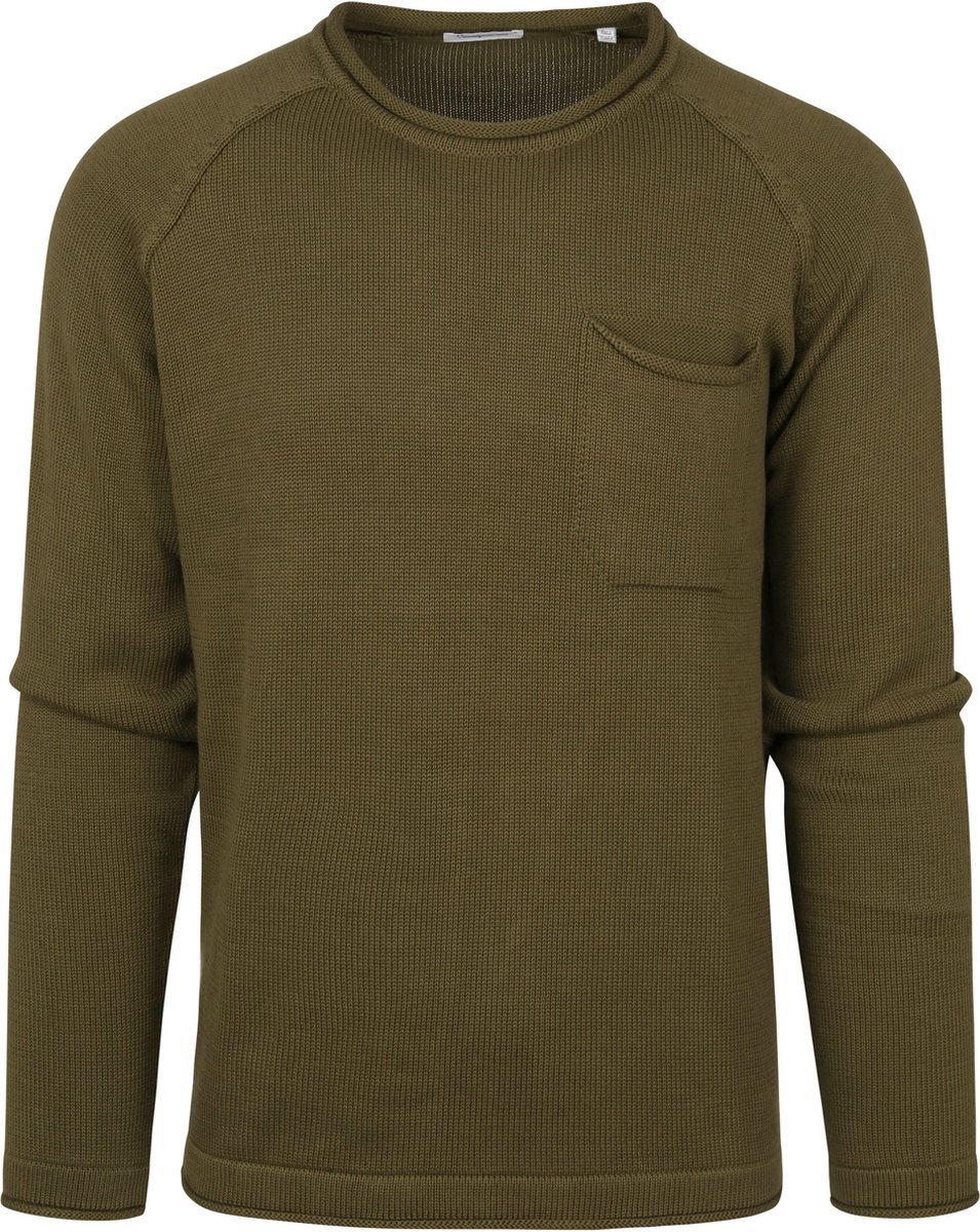 KnowledgeCotton Apparel - Sweater Olijf Groen - Heren - Maat M - Regular-fit