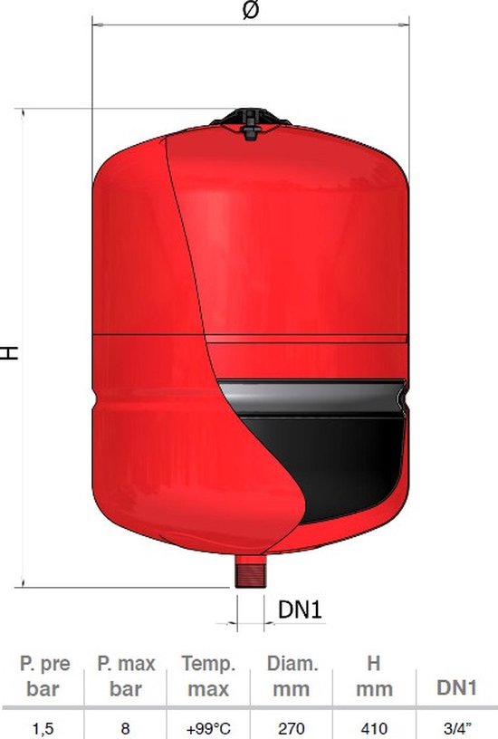 Foto: Expansievat 18 liter 1 5 bar voordruk erce