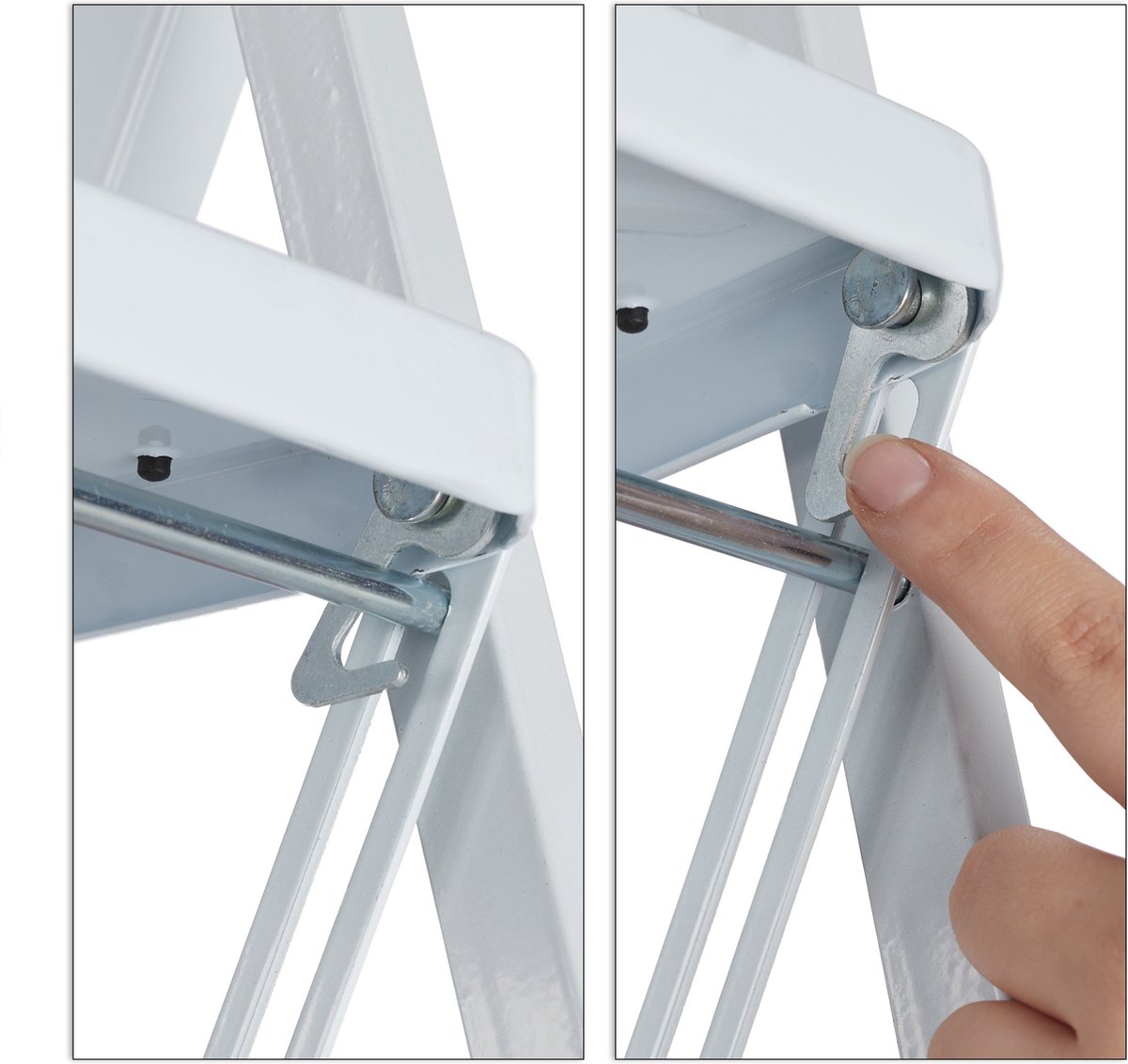 Relaxdays huishoudtrap - keukentrap - inklapbaar - ladder - metaal - trapladder - 2 tredes – foto 8