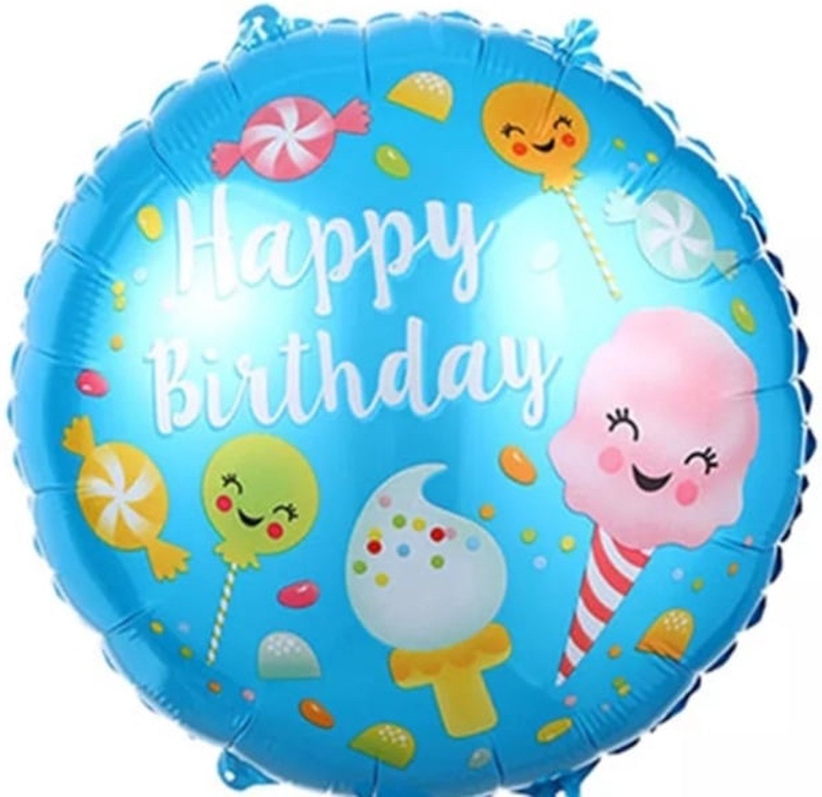 Folieballon happy birthday candy blauw 45 cm