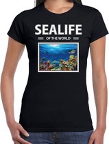 Dieren foto t-shirt Vissen - zwart - dames - sealife of the world - cadeau shirt Vis liefhebber XS
