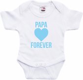 Papa forever blauw hart tekst baby rompertje wit jongens en meisjes - Kraamcadeau/ Moederdag cadeau - Babykleding 80