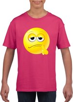 emoticon/ emoticon t-shirt bedenkelijk roze kinderen 158/164
