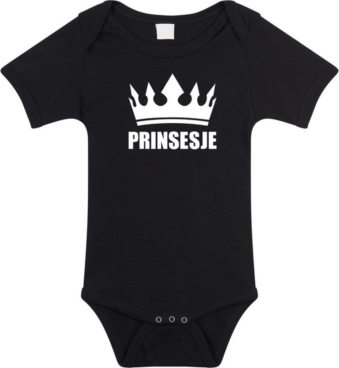 Prinsesje met kroon baby rompertje zwart meisjes - Kraamcadeau - Babykleding 80