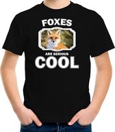 Dieren vossen t-shirt zwart kinderen - foxes are serious cool shirt  jongens/ meisjes - cadeau shirt vos/ vossen liefhebber - kinderkleding / kleding 110/116