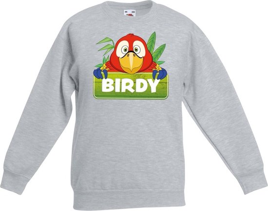 Birdy de papegaai sweater grijs voor kinderen - unisex - papegaaien trui - kinderkleding / kleding 98/104