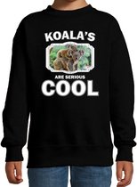 Dieren koalaberen sweater zwart kinderen - koalas are serious cool trui jongens/ meisjes - cadeau koala/ koalaberen liefhebber - kinderkleding / kleding 110/116
