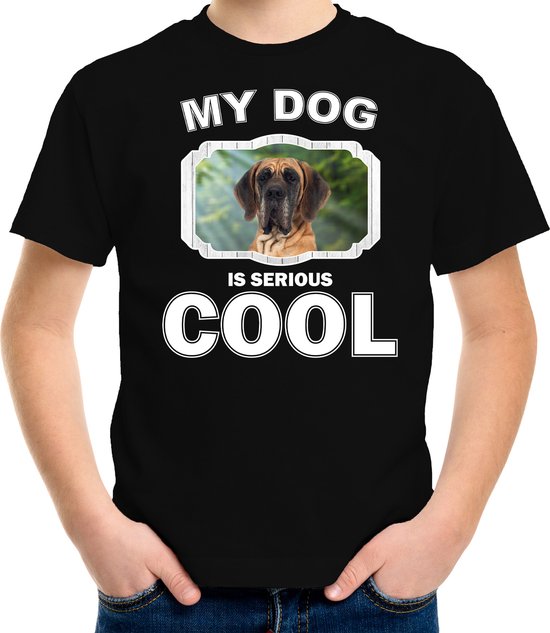 Deense dog honden t-shirt my dog is serious cool zwart - kinderen - Deense dogs liefhebber cadeau shirt - kinderkleding / kleding 158/164
