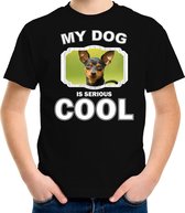Dwergpinscher honden t-shirt my dog is serious cool zwart - kinderen - Dwergpinschers liefhebber cadeau shirt - kinderkleding / kleding 134/140