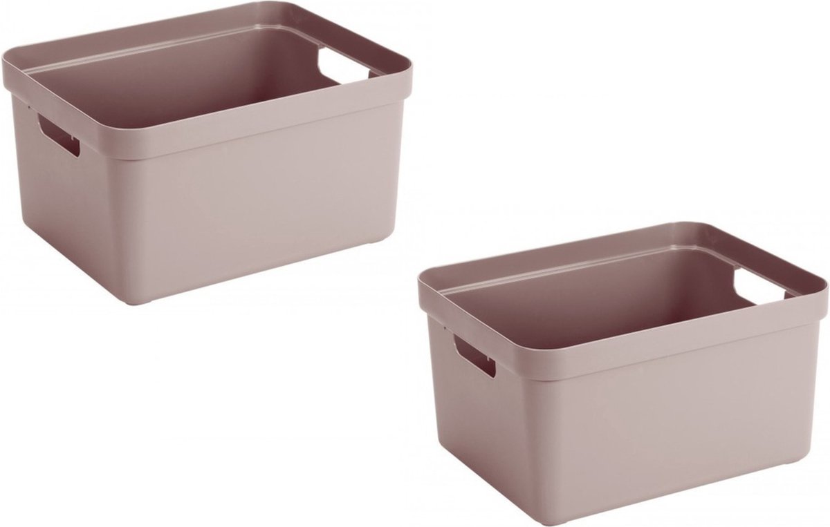 Sunware opbergbox Sigma - 5x stuks - kunststof - 32 liter - roze - opberg dozen/bakken - opbergers - 45 x 35 x 24 cm