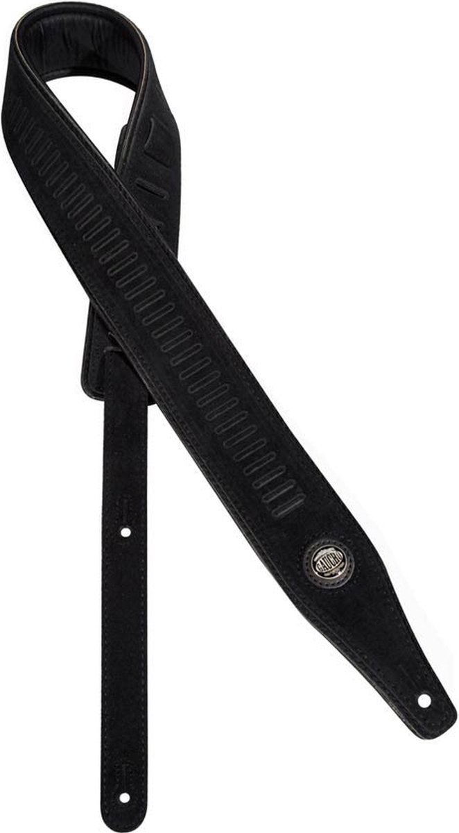 Gaucho GST-663-BK gitaarriem, topkwaliteit suede, zwart
