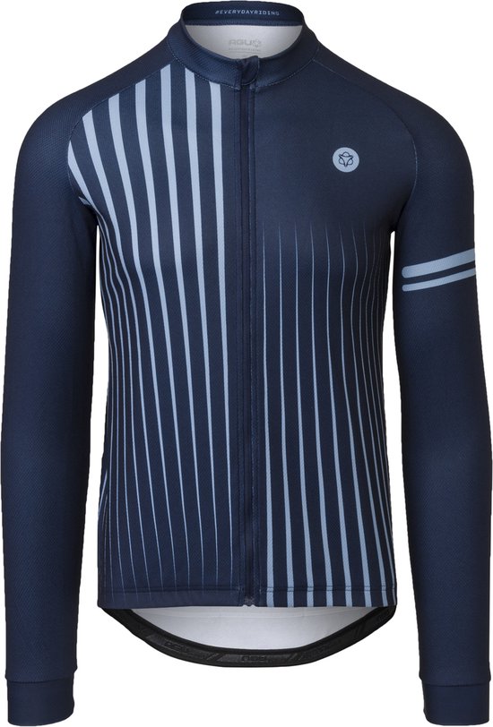 AGU Faded Stripe Fietsshirt Lange Mouwen Essential Heren - Deep Blue - Maat M