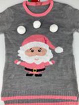 Kersttrui - Kerstman - Grijs / Roze - Polyester - Maat S - Foute kersttrui - Christmas sweater – Kersttrui - Kerst cadeau – Kerstcadeau – Kerstmis - Wollen trui – Trui – Feestelijk - Warme trui - Kersttrui dames - Kersttrui meisjes