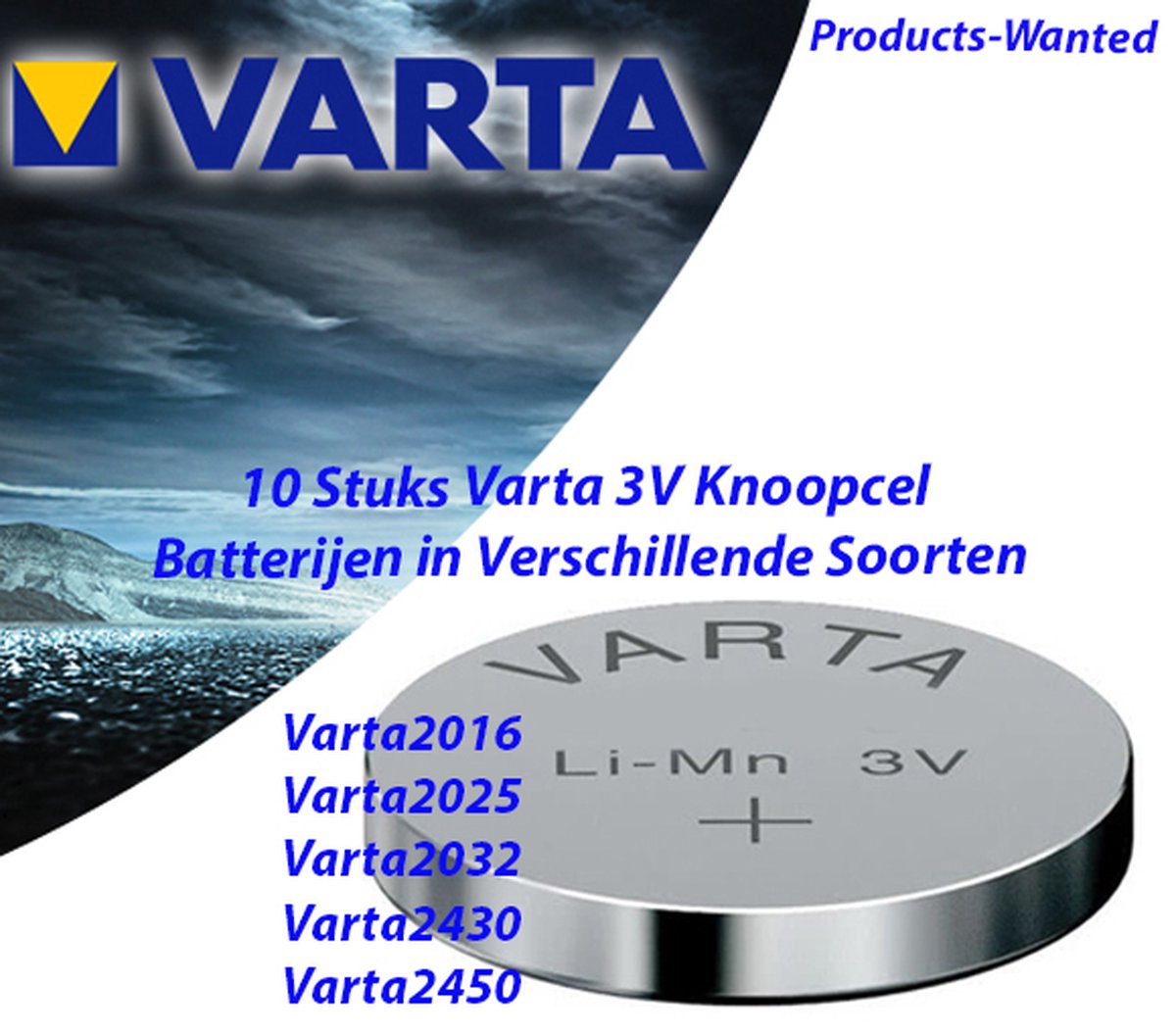 10 Stuks Varta 3V Knoopcel Batterijen in Verschillende Soorten