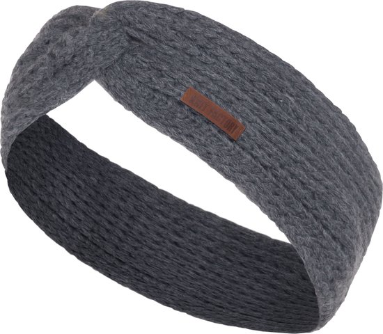 Knit Factory Joy Gebreide Dames Hoofdband - Haarband - Oorwarmers dames - Hoofdwarmer vrouwen - Hoofdband winter - Antraciet - Donkergrijs - One Size