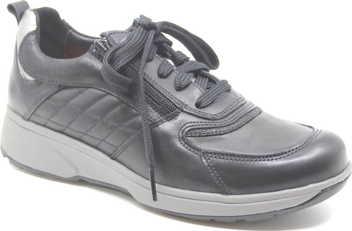 Xsensible Arona black/silver 30217.3 050-HX - damesschoenen xsensible - Zwarte sneakers dames - Xsensible - Veterschoenen dames - uitneembaar voetbed