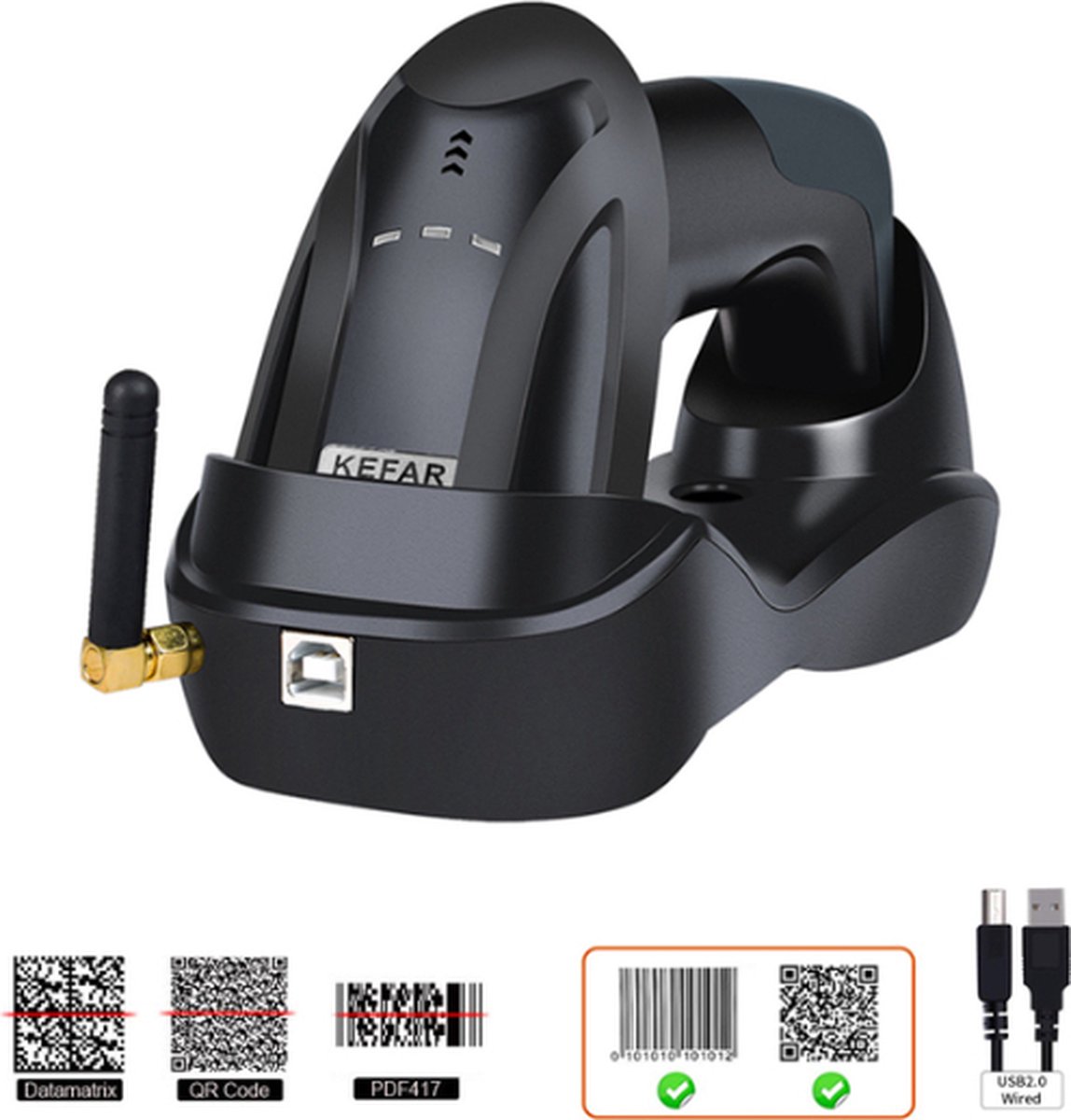 Kefar Barcode Scanner Barcode Scanner Draadloos H8 Model