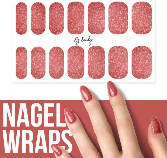 By Emily - Nagel wrap - Sparkly Brown | 14 stickers | Nail wrap | Nail art | Trendy | Design | Nagellakvrij | Eenvoudig | Nagel wrap | Nagel stickers | Folie | Zelfklevend | Sjablonen