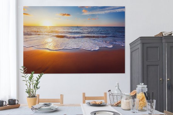 OneMillionCanvasses - Toile - Peinture - Plage - Mer - Soleil - Horizon - Peintures sur toile - Photo sur toile - 150x100 cm - Salon