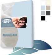 24-Bedding Verkoelende Katoenen Topper Hoeslaken - Topdek Hoeslaken Katoen 160x200 cm Licht Blauw