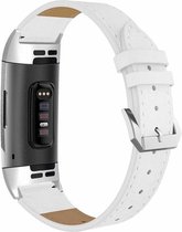 Fitbit Charge 3 & 4 Leren bandje |Wit / White |Leer | Premium kwaliteit echt leder| One Size | TrendParts