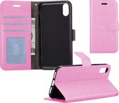 Hoes voor iPhone X/Xs Flip Wallet Hoesje Cover Book Case Flip Hoes - Licht Roze