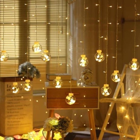 12 LED Bollen ster gordijn String Lights Lamp verlichting voor bruiloft  kerst... | bol.com