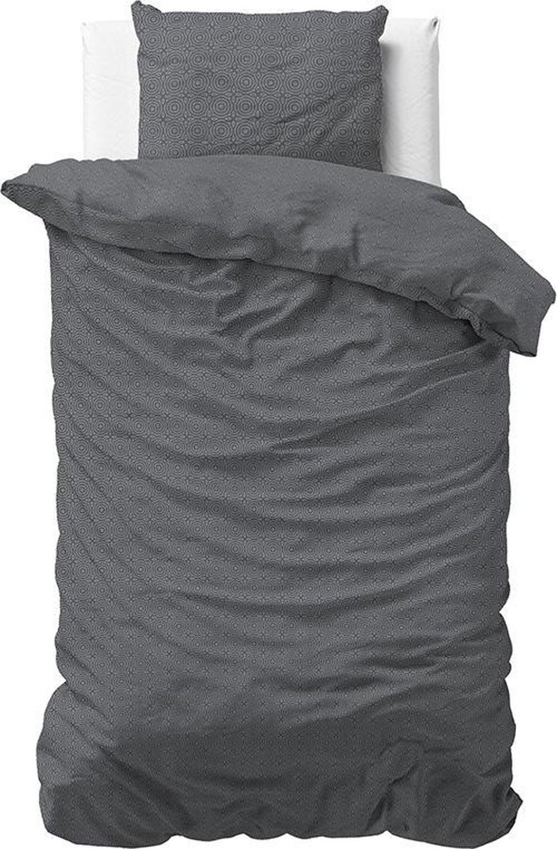 Sleeptime Flanel Jason - Dekbedovertrek - Eenpersoons - 140x200/220 + 1 kussensloop 60x70 - Antraciet Jason Antraciet