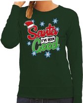 Foute kersttrui / sweater  Santa I have been good groen voor dames - kerstkleding / christmas outfit L (40)