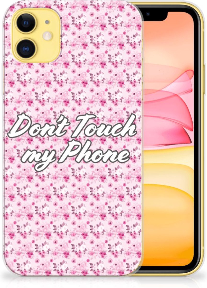 Apple iPhone 11 Silicone-hoesje Flowers Pink DTMP