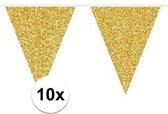 10x Gouden glitter vlaggenlijnen 6 meter - Feest slingers/vlaggetjes