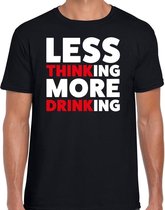 Oktoberfest Less thinking more drinking drank fun t-shirt zwart voor heren - drank drink shirt kleding S