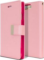 iPhone 7+ Plus Rich Diary cover Wallet Case Licht Roze