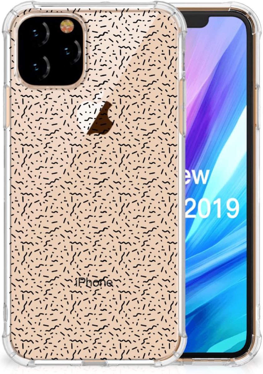 Apple iPhone 11 Pro Doorzichtige Silicone Hoesje Stripes Dots
