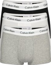 Calvin Klein low rise trunks (3-pack) - lage heren boxers kort - zwart - grijs en wit -  Maat: XL
