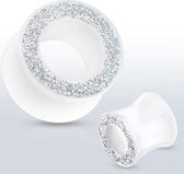 16 mm double flared tunnel met multi kleur glitter ©LMPiercings
