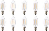Pack de 10 ampoules LED - Lampe bougie - Filament - Raccord E14 - 4W - Blanc Naturel 4200K